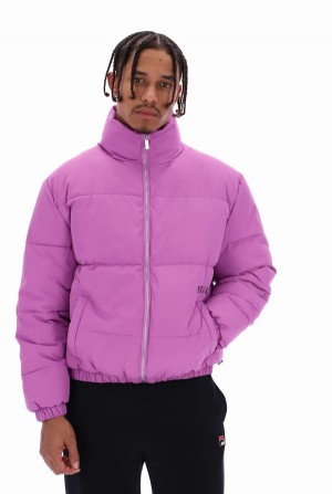 Purple Fila Delta Solid Puffer Men Jackets | 6321MFTBV