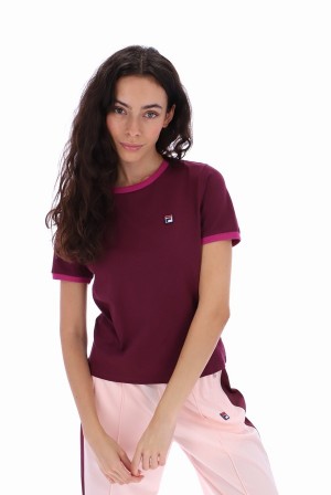 Purple / Burgundy Fila Marcia Ringer Women T-shirts | 2613CWILS