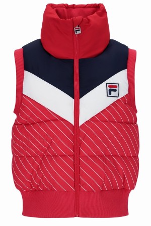 Red Fila Julie Puffer Women Jackets | 9146KZJUM