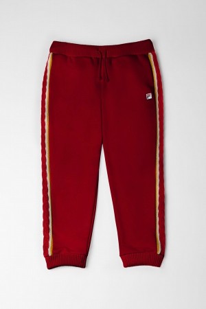 Red / Gold Fila Knitted Cuffed Men Sweatpants | 8205VJODH