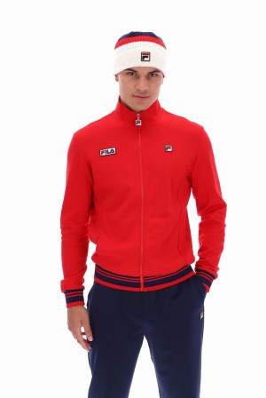 Red / Navy Fila Jamie Settanta Men Track Top | 6507QMIZJ