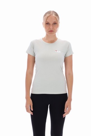 Red / White / White Fila Cecilia Classic Logo Women T-shirts | 8904LSVKW