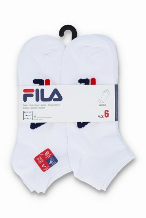 White Fila 6 Pack Women Socks | 6124LGBEC