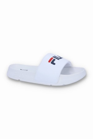 White Fila BB Men Slides | 4306WQJMF