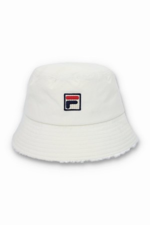 White Fila Bevans Sherpa Lined Bucket Men Hats | 0823KSXJL