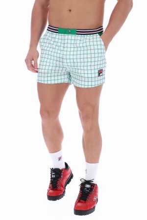 White Fila Brookes Check Men Shorts | 2631GYKOX