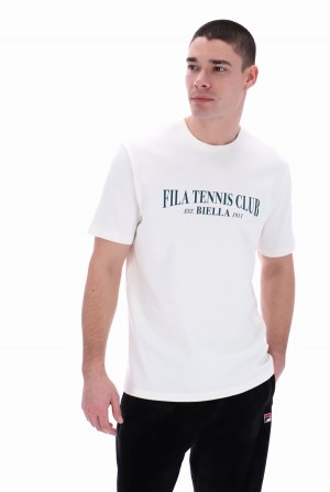 White Fila Fratel Organic Graphic Men T-shirts | 2950DLUNO