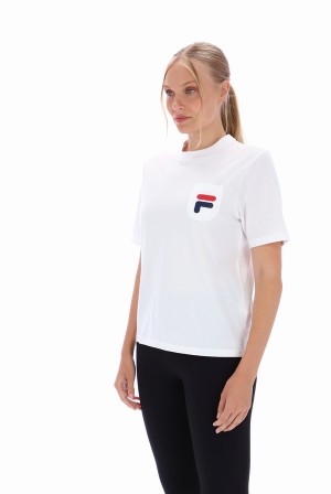 White Fila Nori Boxy Pocket Women T-shirts | 2507RYKTO