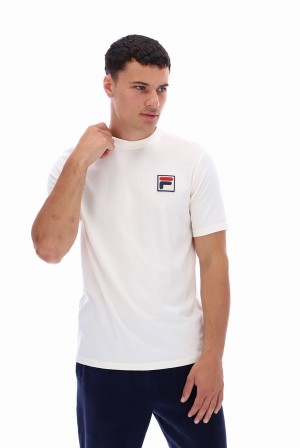 White Fila Rogan Large Logo Men T-shirts | 1209QETXM