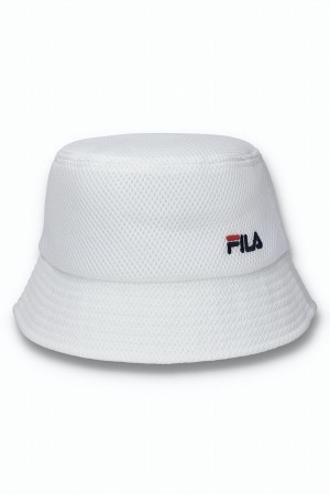 White Fila Yammy Mesh Bucket Women Hats | 1260NABCP