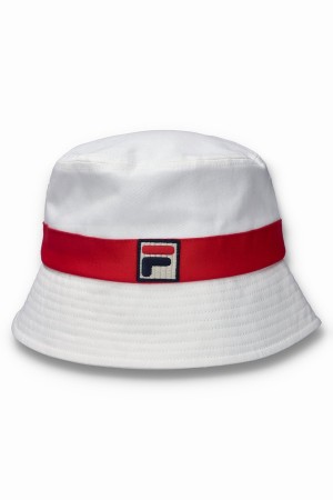 White / Blue Fila Tabbs Bucket Women Hats | 5418SDOGT