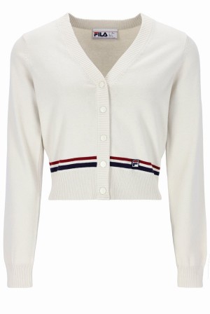 White / Navy Fila Viola V Neck Women Co-ords | 8596TEQOK