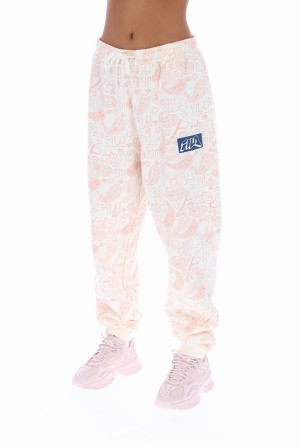 White / Pink Fila Dannielle Loose Women Jogger | 9350HAIUZ