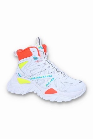 White / White / Multicolor Fila Electrove 2 High Women Trainers | 5796PUZWF