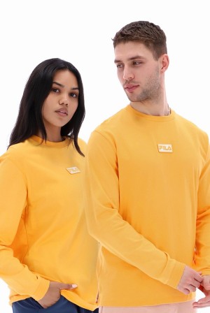 Yellow Fila Oakly Long Sleeve Women T-shirts | 1327FASRZ