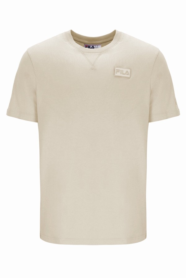 Beige Fila Benjiman Sleeve Men T-shirts | 7180PYESA