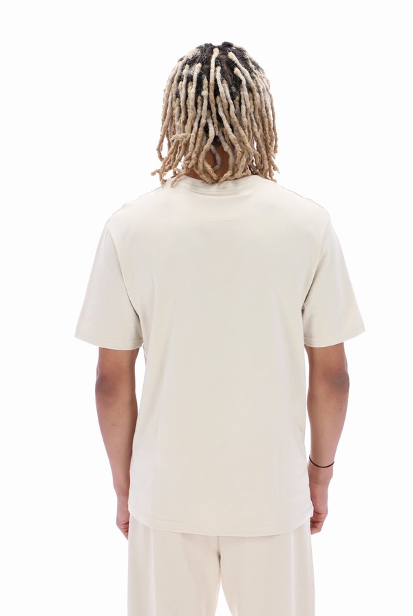 Beige Fila Benjiman Sleeve Men T-shirts | 7180PYESA