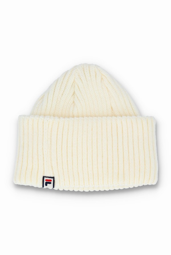 Beige Fila Finns Chunky Fishermans Men Beanie | 9683JAGXN