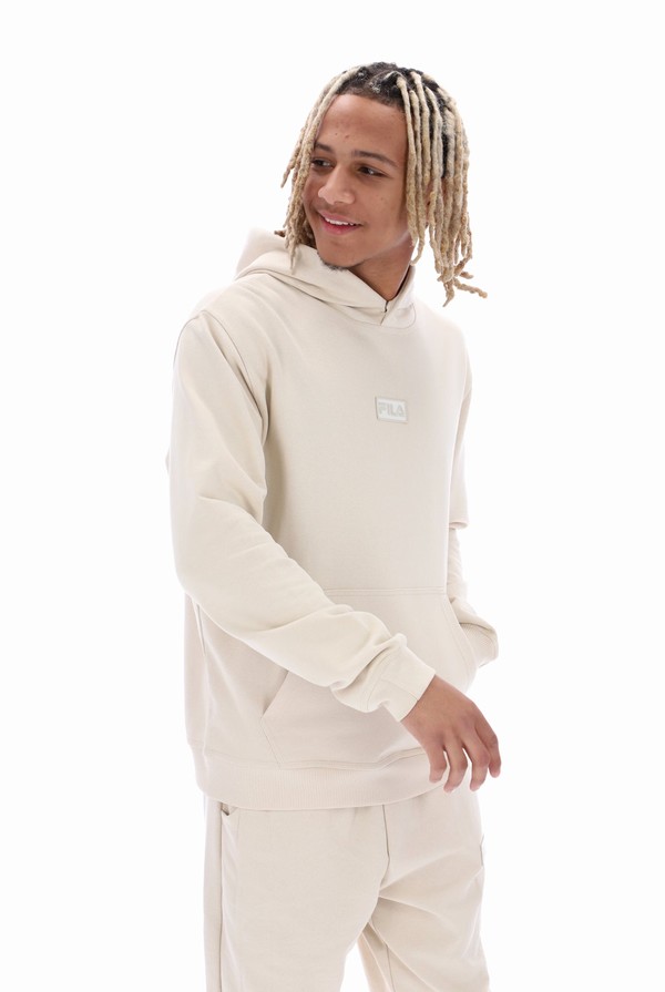 Beige Fila Perry With Seam Details Men Hoodie | 9048LFMAJ