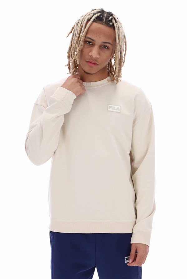 Beige Fila Trev With Seam Details Men Sweatshirts | 8591ZLDQT