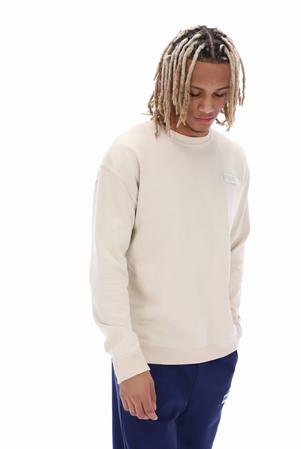 Beige Fila Trev With Seam Details Men Sweatshirts | 8591ZLDQT