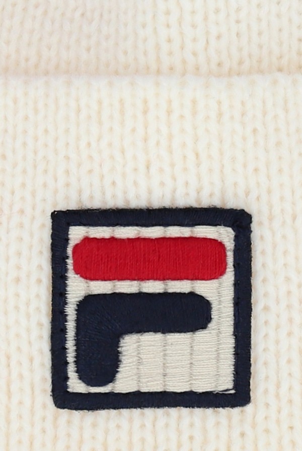 Beige / Black / Red Fila Linus Stripe Flat Knit Women Beanie | 6318VEHZO