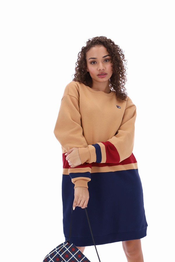 Beige / Navy / Red Fila Carmine Dress Women Dress | 3416UCAIT