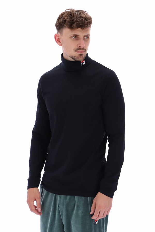 Black Fila 19th Classic Roll Neck Men Sweatshirts | 3916ZBOYH