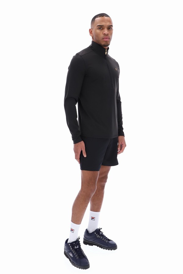 Black Fila Archer Half Zip Midlayer Men Sweatshirts | 1563RNYPG