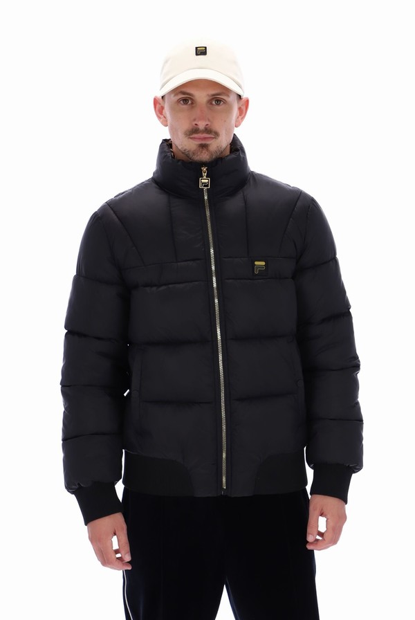 Black Fila Brando High Shine Puffer Men Jackets | 5143SKVUY