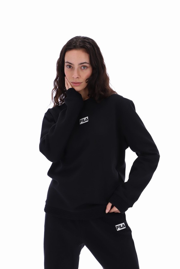 Black Fila Bruce 2 Recycled Crew Men Sweatshirts | 2403QGXNZ