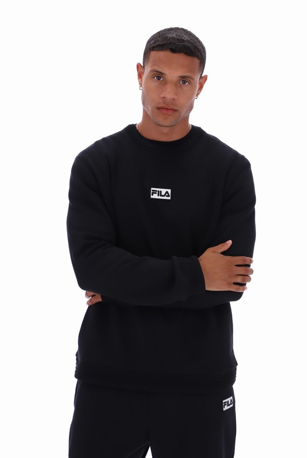 Black Fila Bruce 2 Recycled Crew Men Sweatshirts | 2403QGXNZ