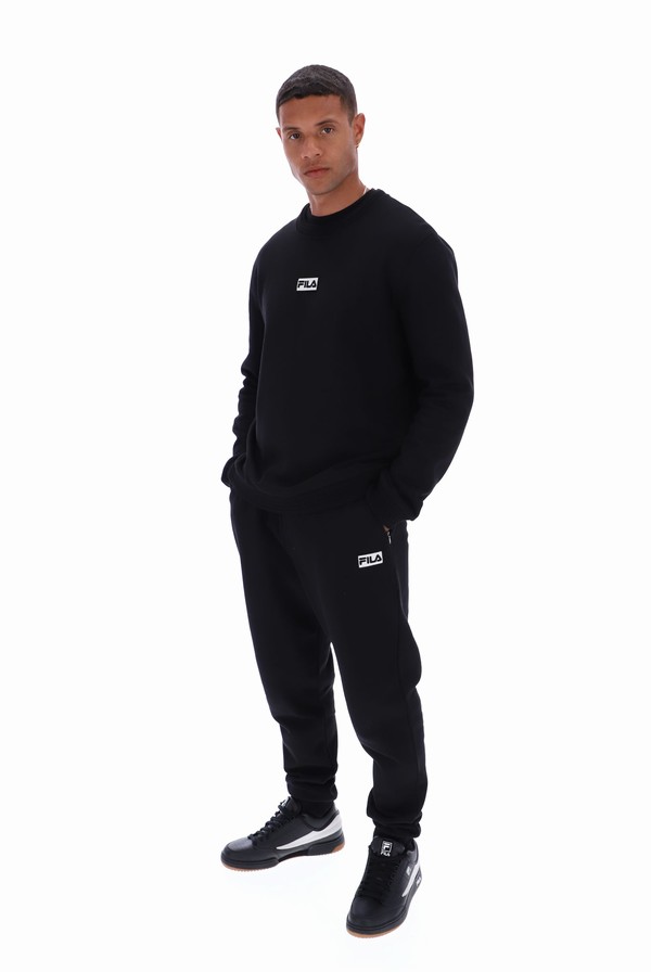 Black Fila Bruce 2 Recycled Crew Men Sweatshirts | 2403QGXNZ