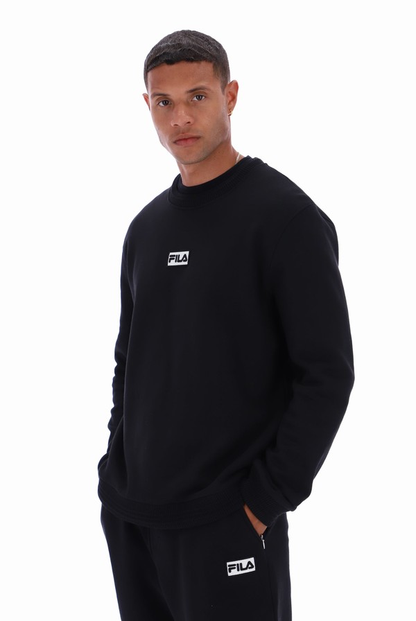 Black Fila Bruce 2 Recycled Crew Men Sweatshirts | 2403QGXNZ