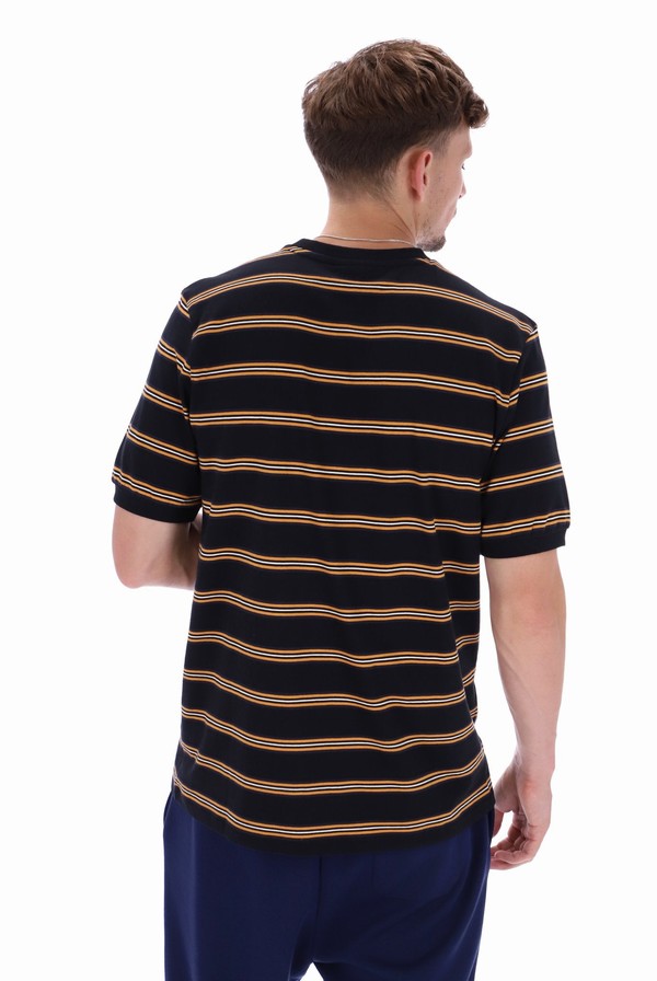 Black Fila Bruno Striped Ringer Men T-shirts | 1307GSTHR