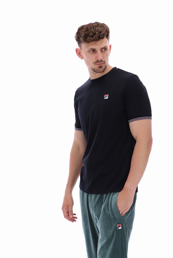 Black Fila Caleb Crew Men T-shirts | 7592VAWDX