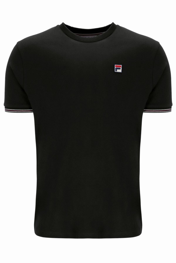 Black Fila Caleb Crew Men T-shirts | 7592VAWDX