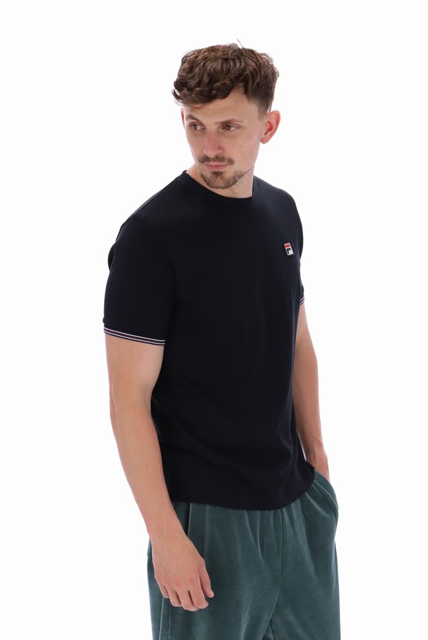 Black Fila Caleb Crew Men T-shirts | 7592VAWDX