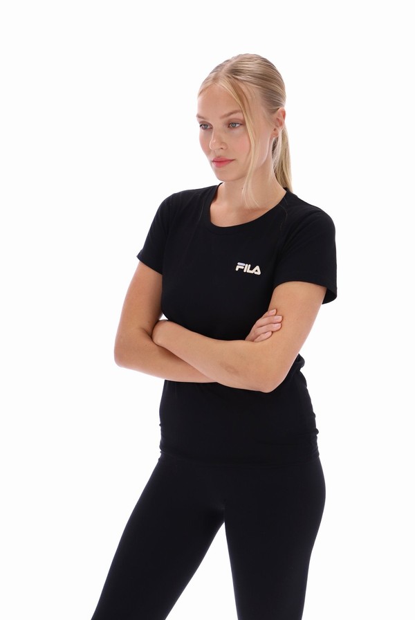 Black Fila Cecilia Classic Logo Women T-shirts | 4132IZLJG