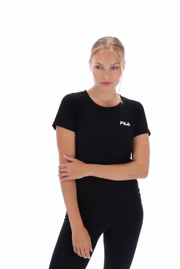 Black Fila Cecilia Classic Logo Women T-shirts | 4132IZLJG