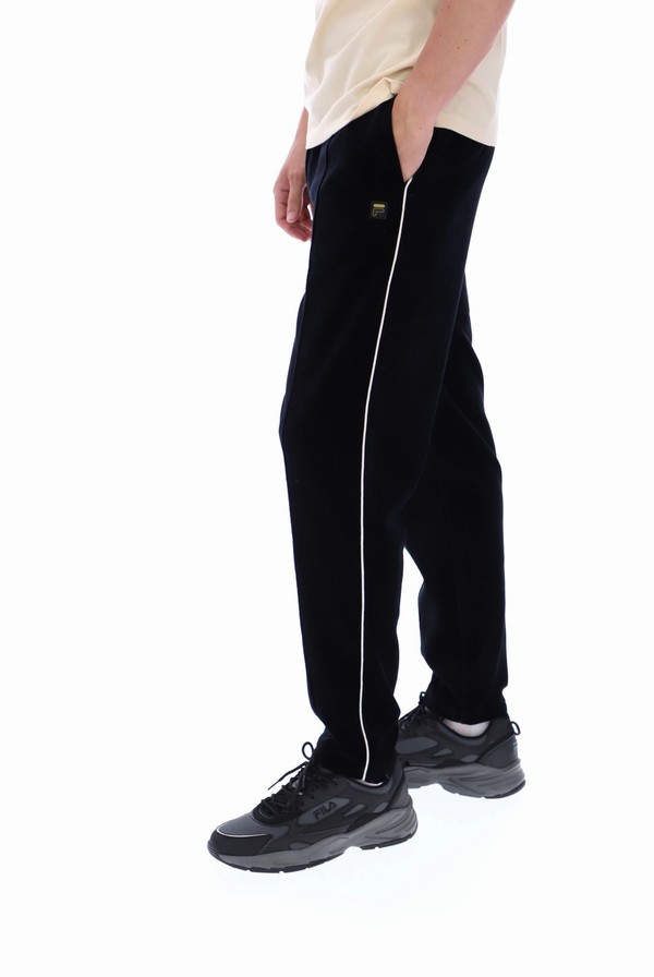 Black Fila Cenzo Velour Men Bottoms | 3198OHSRN