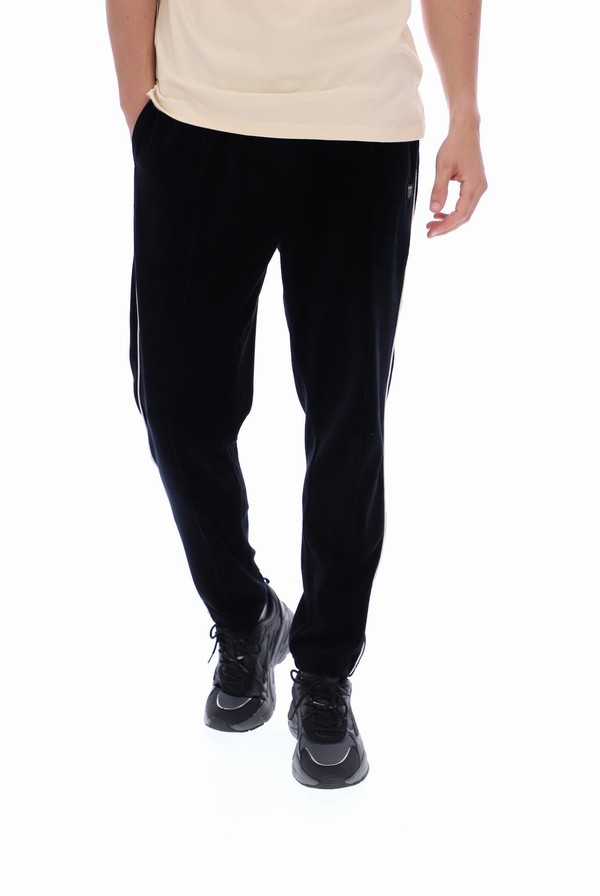 Black Fila Cenzo Velour Men Bottoms | 3198OHSRN