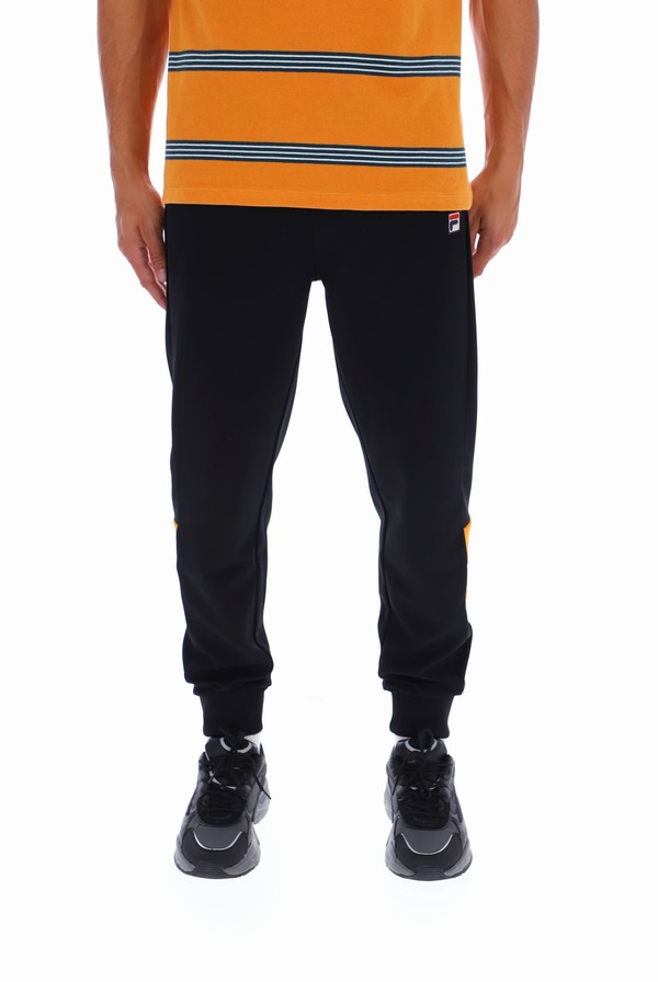 Black Fila Cruz Panel Men Bottoms | 3289VGDFQ