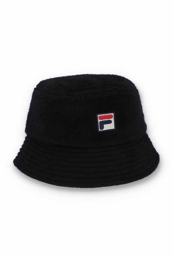 Black Fila Elevens F-Box Bucket Men Hats | 0275TOHZS