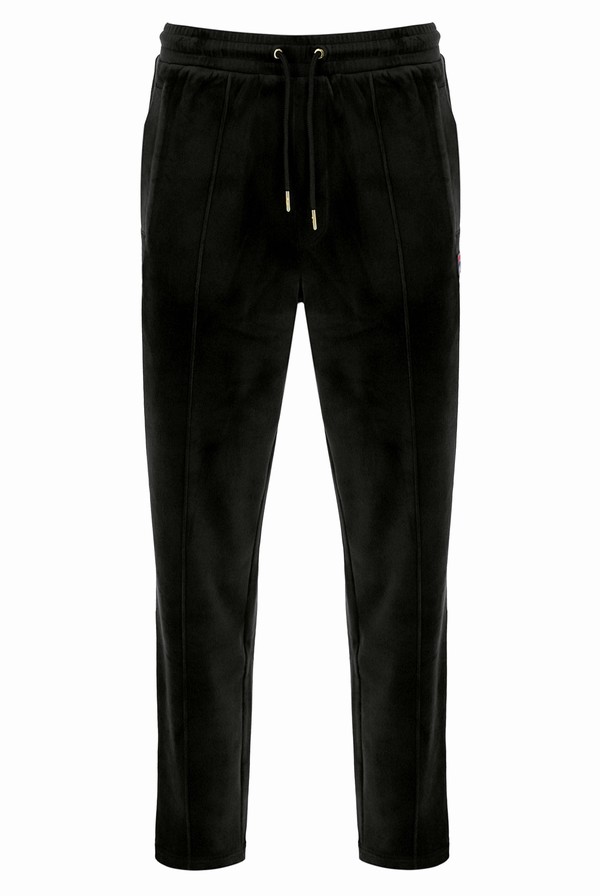 Black Fila Falken Velour Men Bottoms | 0824OZHJM