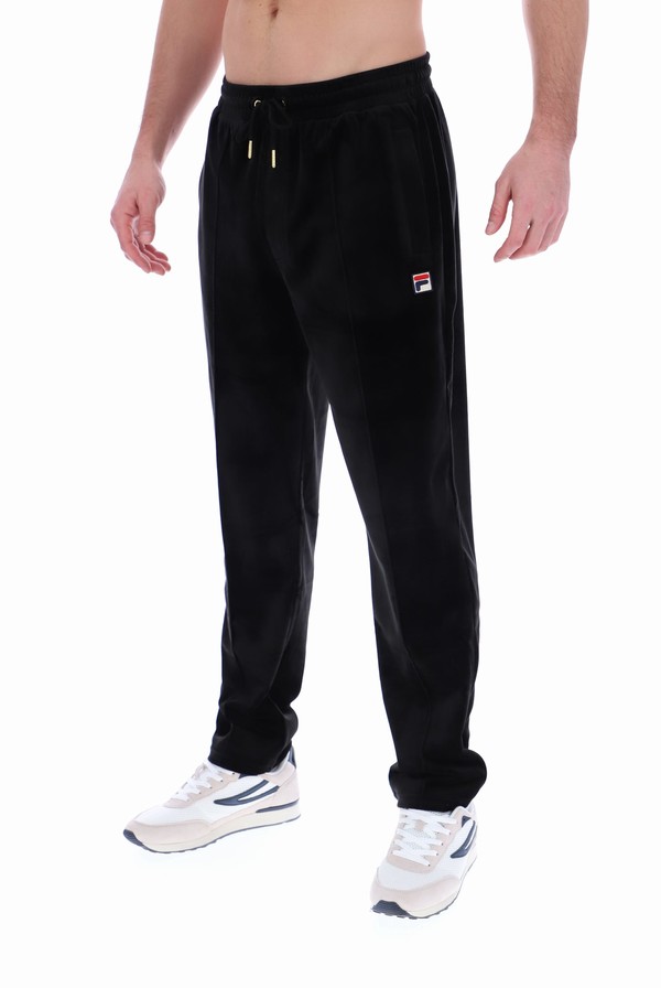 Black Fila Falken Velour Men Bottoms | 0824OZHJM