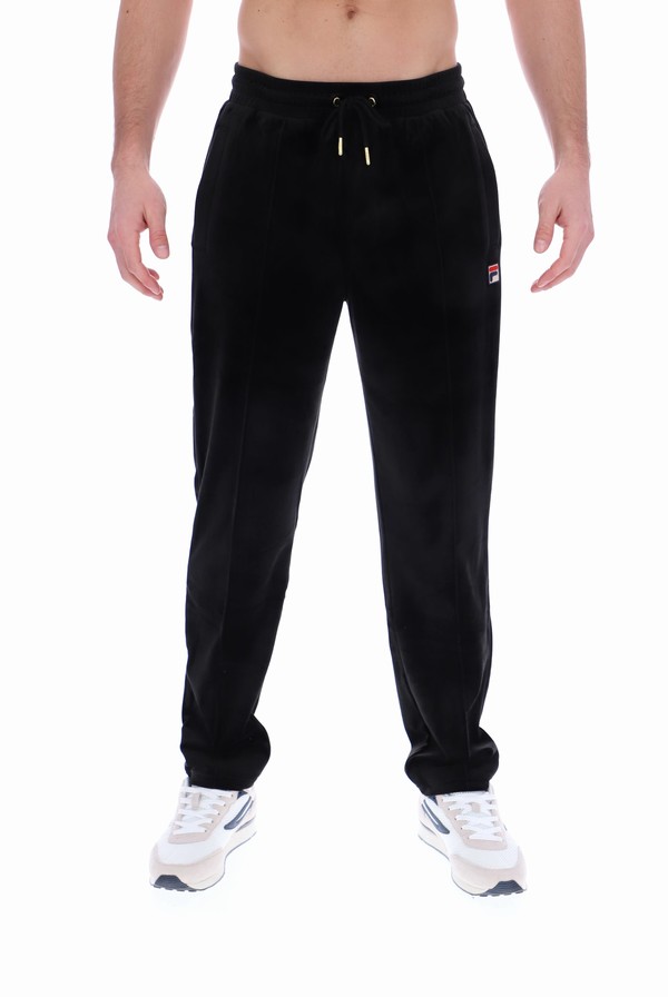 Black Fila Falken Velour Men Bottoms | 0824OZHJM