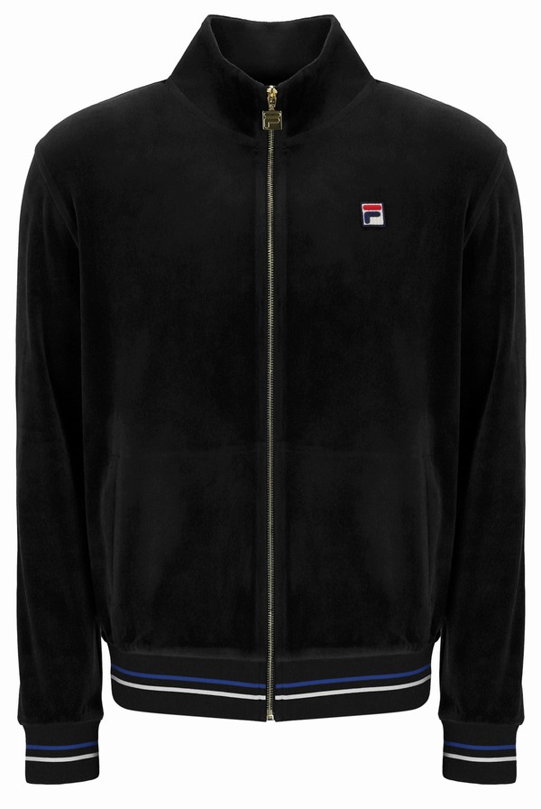 Black Fila Falken Velour With Gold Details Men Track Top | 3865IHPWY