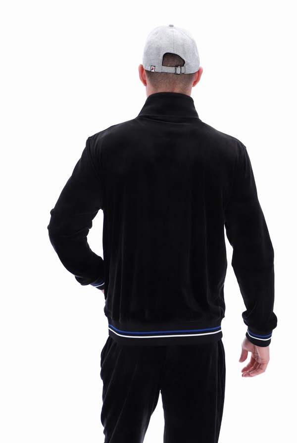 Black Fila Falken Velour With Gold Details Men Track Top | 3865IHPWY