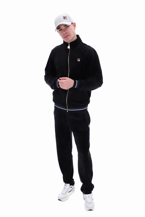 Black Fila Falken Velour With Gold Details Men Tracksuits | 7430KMJRE